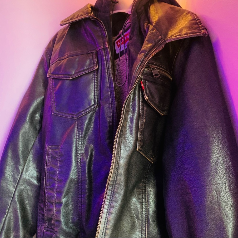 Levi Faux-Leather Aviator Bomber Jacket